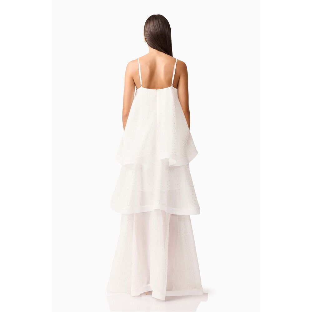 Elliatt Moss Tiered Embellished Gown White bachelorette wedding Bridal size S NW - Picture 4 of 11